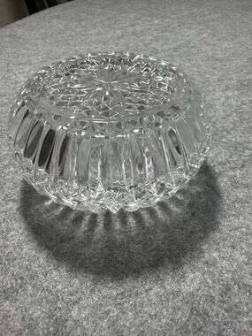 Vintage Clear Diamond Cut Glass Waffle Print 4” Trinket Dish